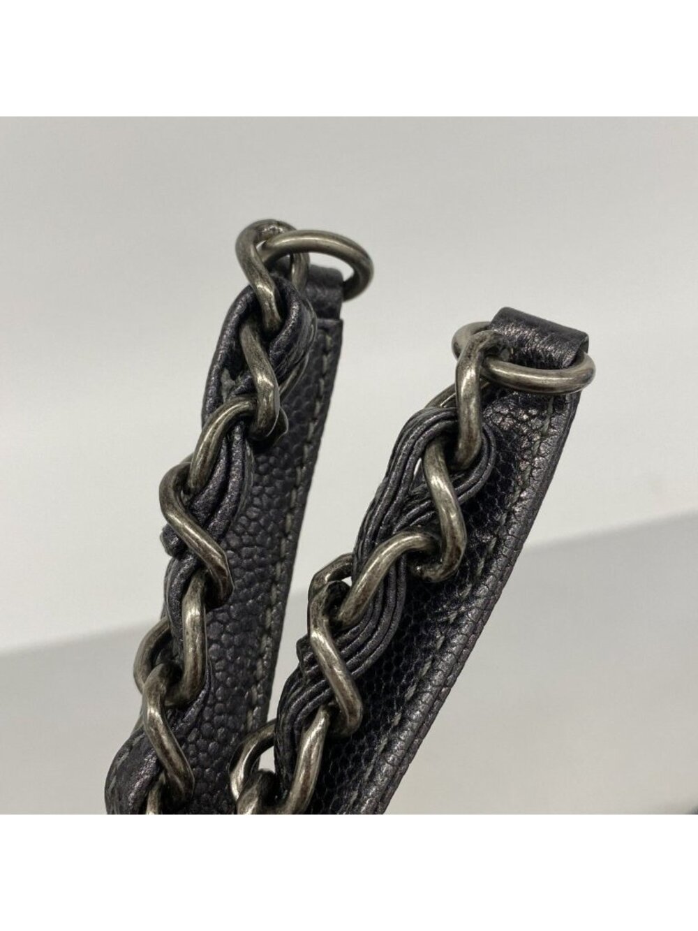 Chanel Chain Tote Quilted Caviar Leather Dark Gray Silver - Picture 9 of 10